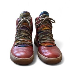 Josef Seibel Red and Multicolor Lace Up Boots